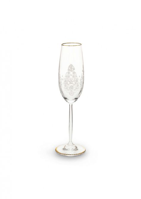 Hovedbilde Champagne Glass m|stett hvit Flora Dekor